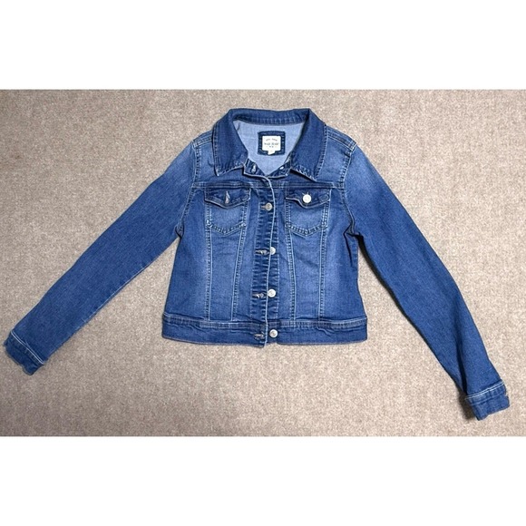 New Wax Jean Basic Denim Jacket Trucker Medium Wash Women's /Juniors Size Medium - Picture 1 of 6